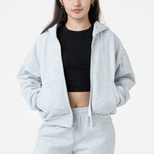 14OZ. CROPPED HEAVY FLEECE ZIP UP HOODED SWEATSHIRT